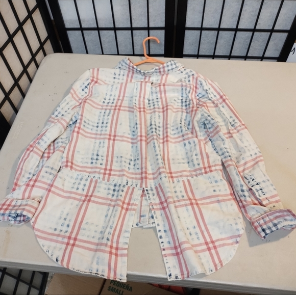 Cloth & Stone Womens  Plaid Lace Split Back Button Shirt Women's long sl… - Picture 4 of 6